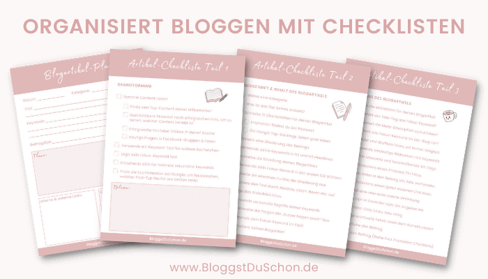 Erfolgreich bloggen mit Blogplan Checklisten